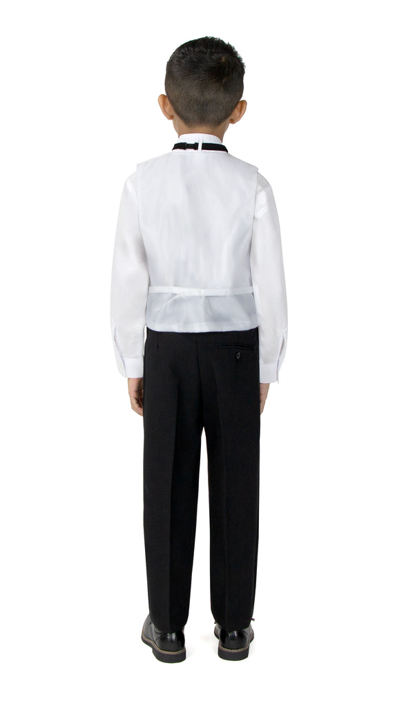 Boys' White Top and Black Pants  Modern Fit Tuxedo Set without Tail