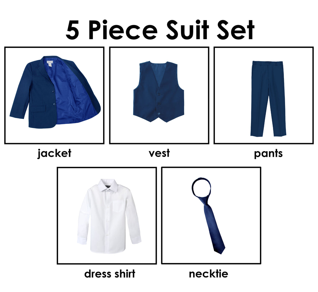 Boys' Blue Modern Fit Suit Set