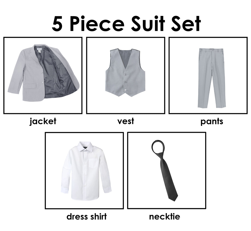 Boys' Grey Modern Fit Suit Set