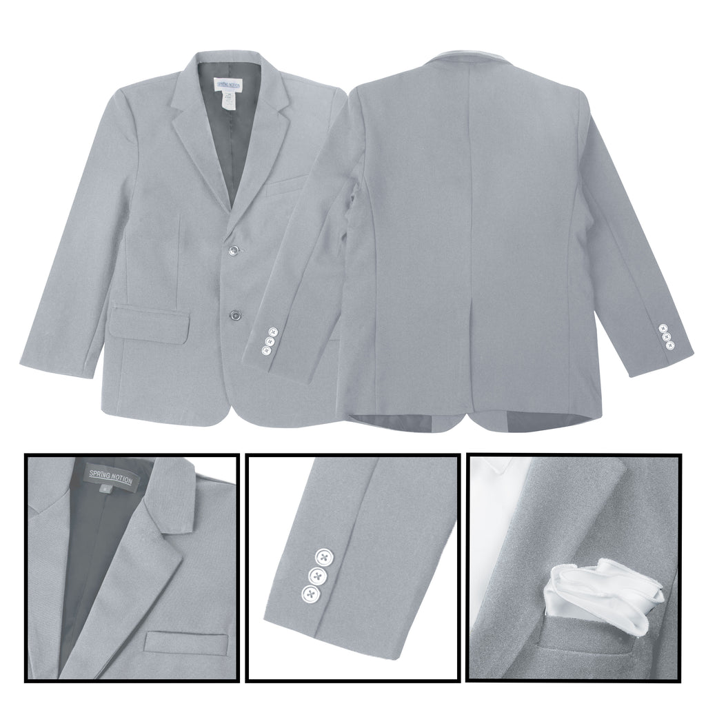 Boys' Grey Modern Fit Suit Set