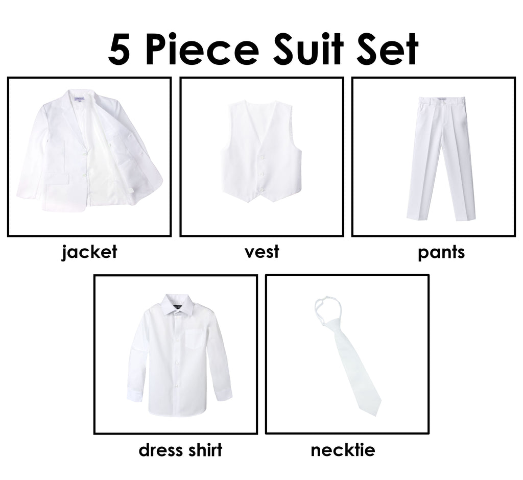 Boys' White Modern Fit Suit Set
