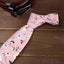 Men's Floral Necktie and Pocket Square Handkerchief Hanky Set, Light Pink (Color F29)