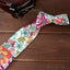 Men's Floral Necktie and Pocket Square Handkerchief Hanky Set, Blue Red (Color F30)