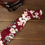 Men's Floral Necktie and Pocket Square Handkerchief Hanky Set, Burgundy (Color F37)