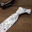 Men's Floral Necktie and Pocket Square Handkerchief Hanky Set, Dusty Blue (Color F48)