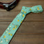 Men's Floral Necktie and Pocket Square Handkerchief Hanky Set, Green Yellow (Color F72)