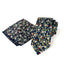 Men's Floral Necktie and Pocket Square Handkerchief Hanky Set, Navy (Color F21)