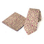 Men's Floral Necktie and Pocket Square Handkerchief Hanky Set, Rose Gold (Color F55)