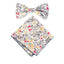 Men's Cotton Floral Bow Tie and Handkerchief Set, Yellow Red (Color F62)