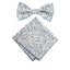Men's Cotton Floral Bow Tie and Handkerchief Set, Steel Blue (Color F67)