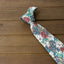 Men's Salt Shrinking Seersucker Cotton Floral Print Necktie and Handkerchief Set, Blue Tan
