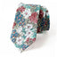 Men's Salt Shrinking Seersucker Cotton Floral Print Necktie and Handkerchief Set, Blue Tan