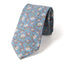 Men's Salt Shrinking Seersucker Cotton Floral Print Necktie and Handkerchief Set, Blue