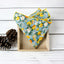 Men's Salt Shrinking Seersucker Cotton Floral Print Necktie and Handkerchief Set, Blue Yellow
