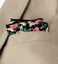Men's Salt Shrinking Seersucker Cotton Floral Print Necktie and Handkerchief Set, Black Coral