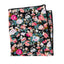 Men's Salt Shrinking Seersucker Cotton Floral Print Necktie and Handkerchief Set, Black Coral