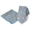 Men's Salt Shrinking Seersucker Cotton Floral Print Necktie and Handkerchief Set, Blue