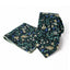 Men's Salt Shrinking Seersucker Cotton Floral Print Necktie and Handkerchief Set, Black Green
