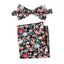 Men's Salt Shrinking Seersucker Cotton Floral Print Bow Tie and Handkerchief Set, Black Coral