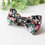 Men's Salt Shrinking Seersucker Cotton Floral Print Bow Tie and Handkerchief Set, Black Coral
