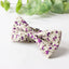 Men's Salt Shrinking Seersucker Cotton Floral Print Bow Tie and Handkerchief Set, Ivory Purple