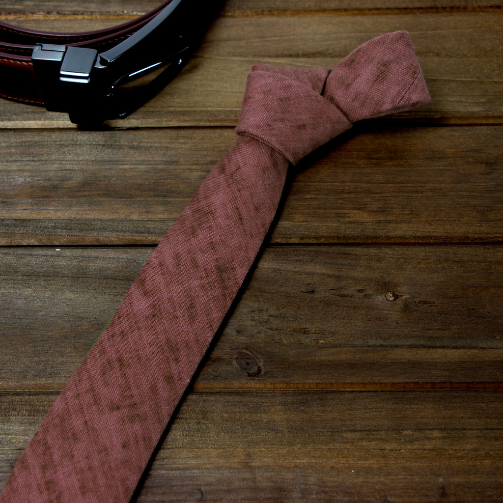 Men's Mottled Linen Skinny Necktie and Pocket Square Set