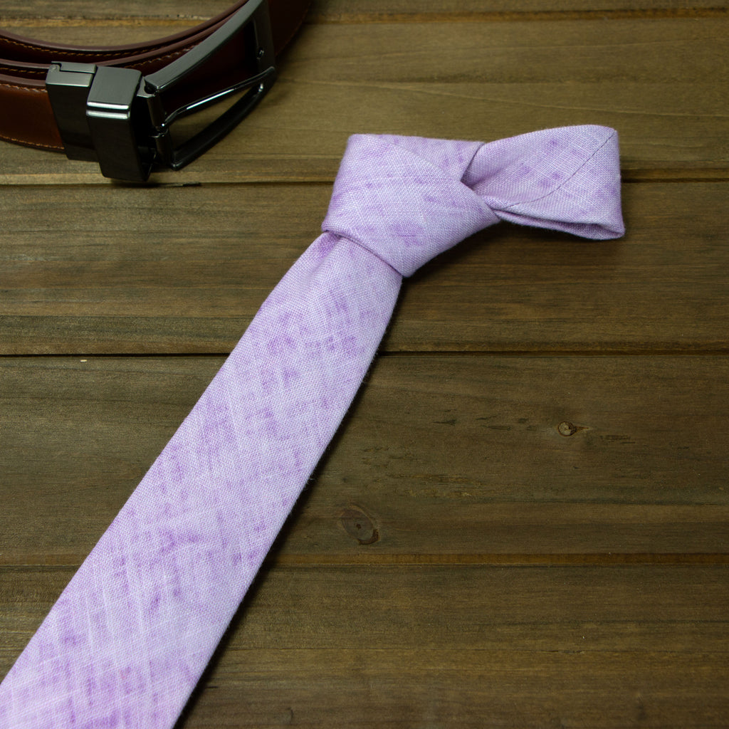 Men's Mottled Linen Skinny Necktie and Pocket Square Set