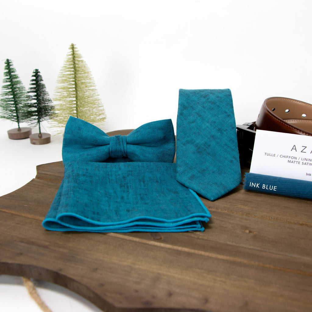 Boy's Mottled Linen Suspenders and Bow Tie Set