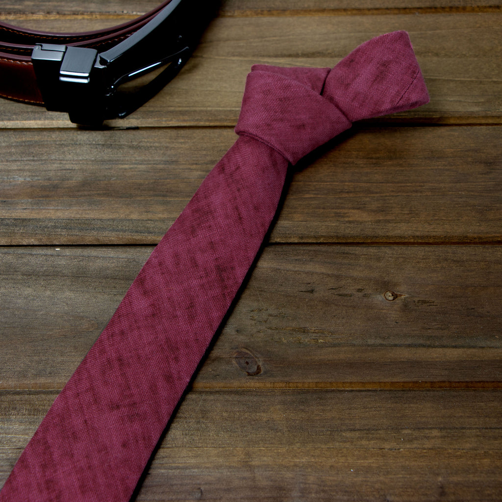 Men's Mottled Linen Skinny Necktie and Pocket Square Set