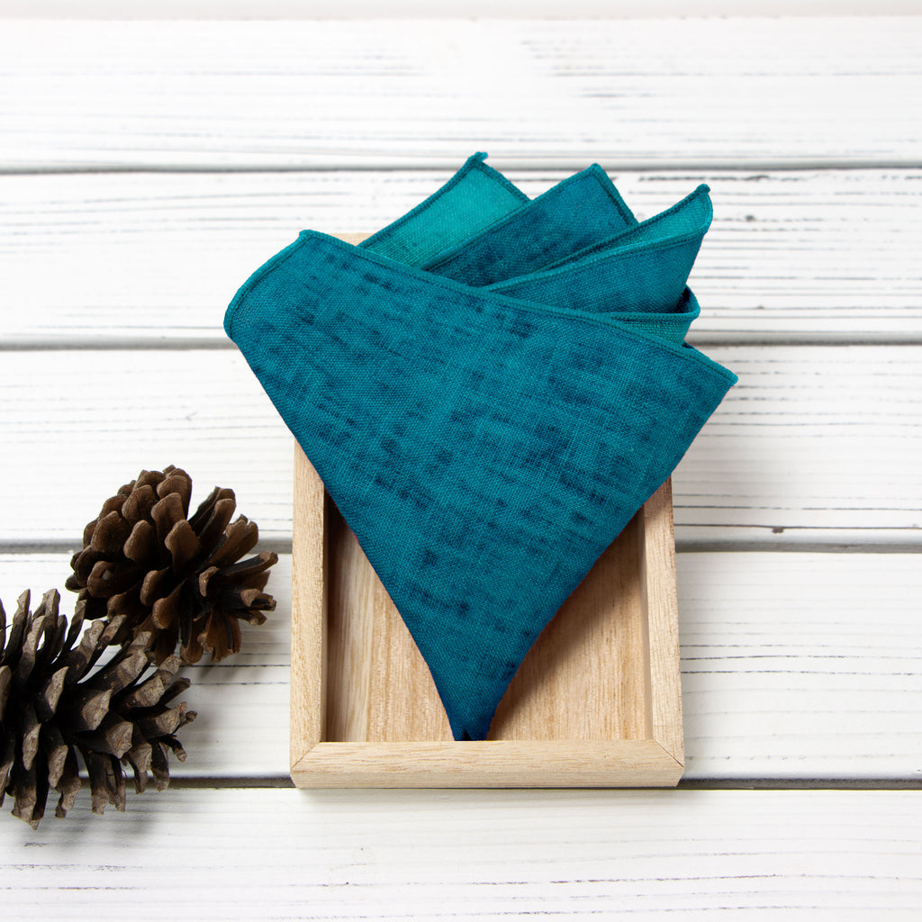 Men's Mottled Linen Pocket Squares
