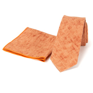 Men's Mottled Linen Skinny Necktie and Pocket Square Set