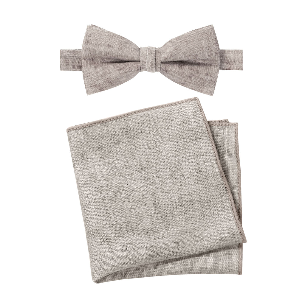 Men's Mottled Linen Bow Tie and Handkerchief
