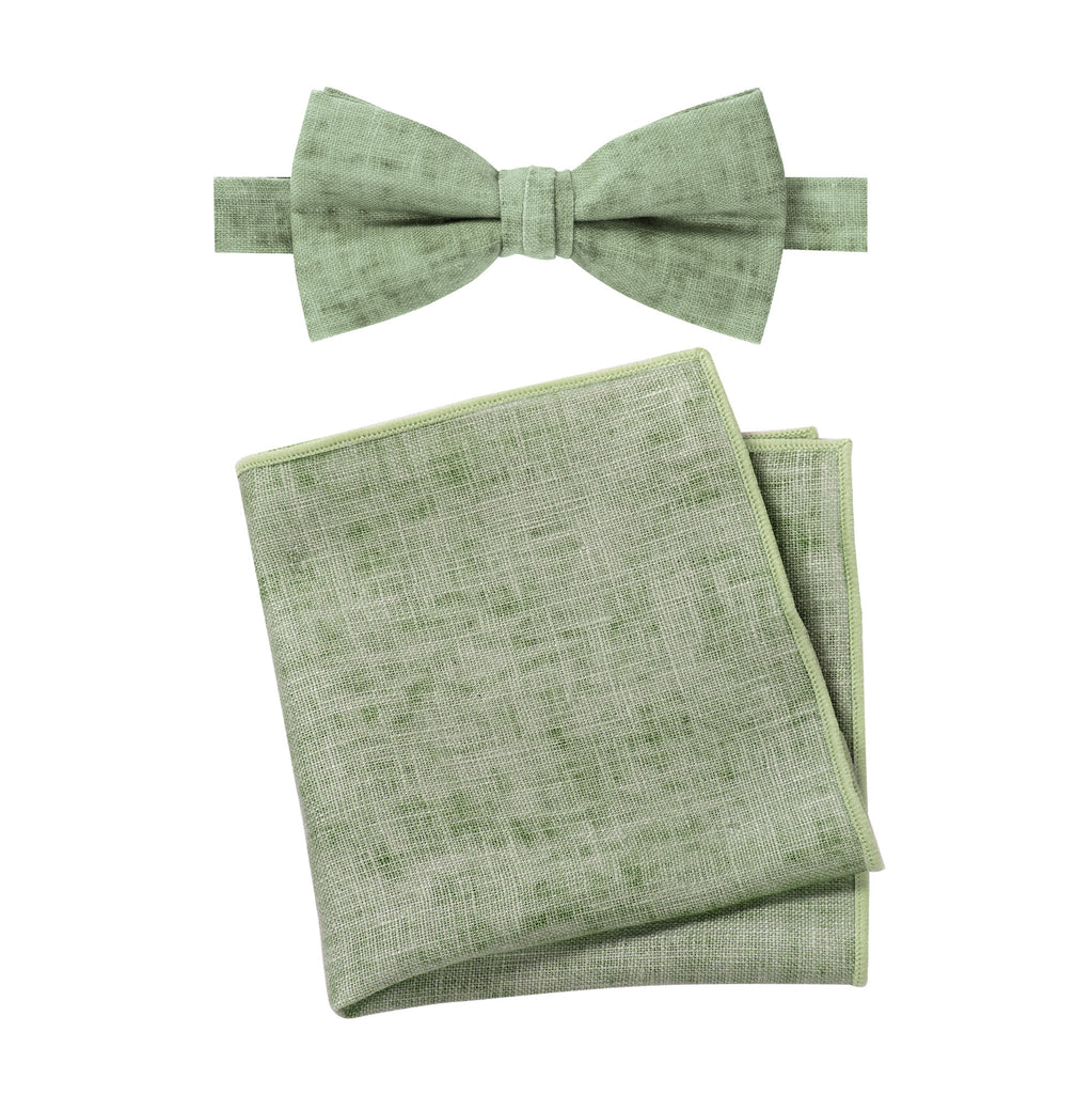 Men's Mottled Linen Bow Tie and Handkerchief