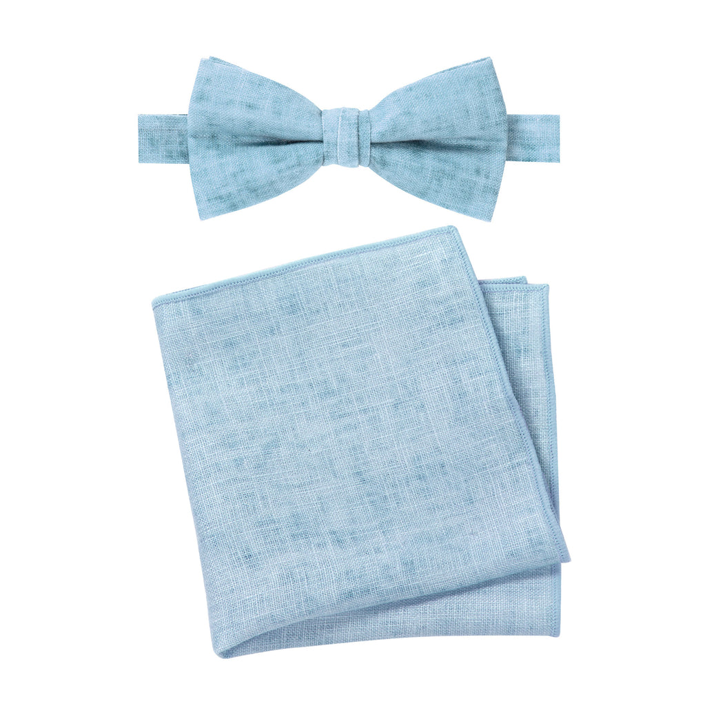 Men's Mottled Linen Bow Tie and Handkerchief