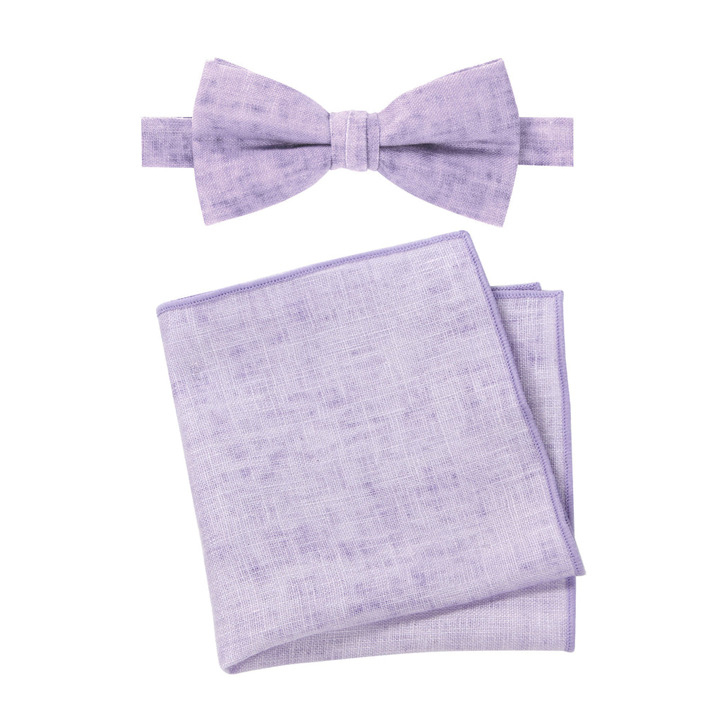Men's Mottled Linen Bow Tie and Handkerchief
