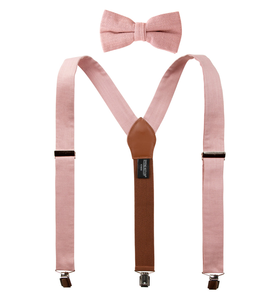 Men's Linen Blend Suspenders and Bow Tie Set