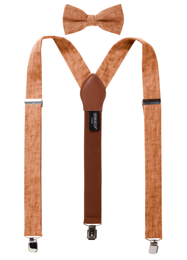 Men's Mottled Linen Suspenders and Bow Tie Set