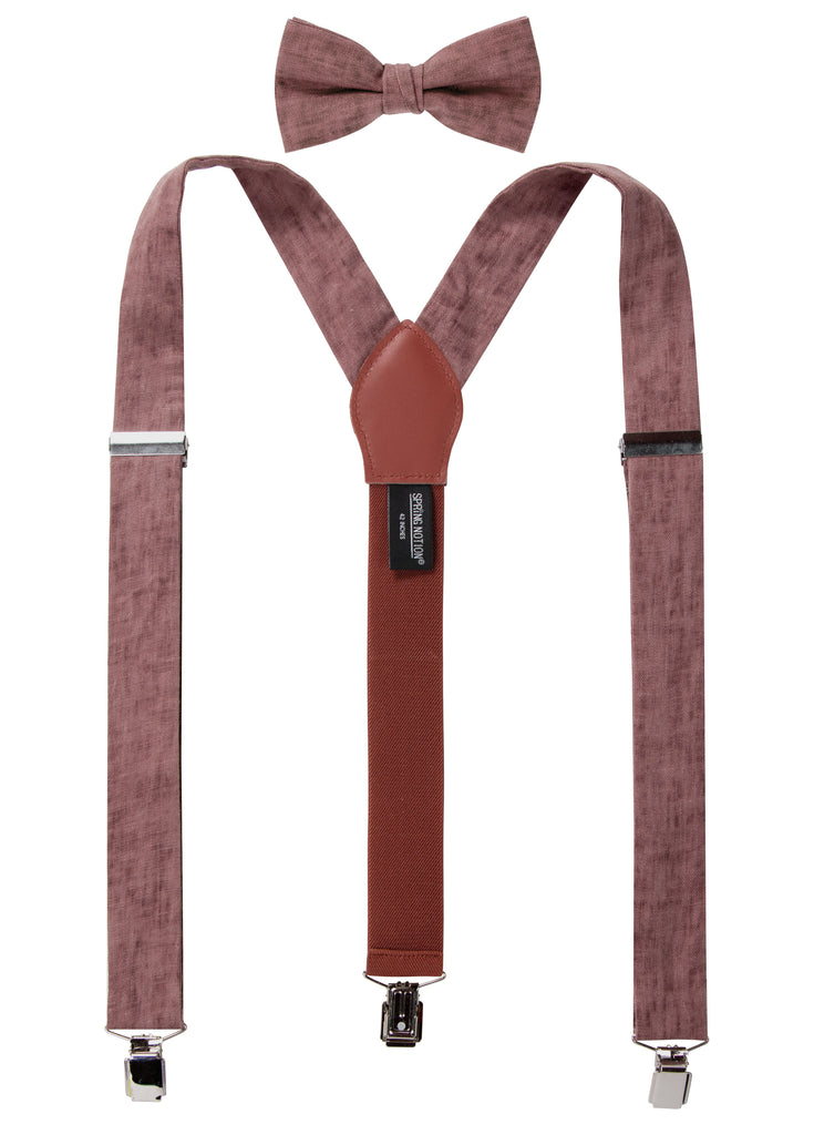 Men's Mottled Linen Suspenders and Bow Tie Set
