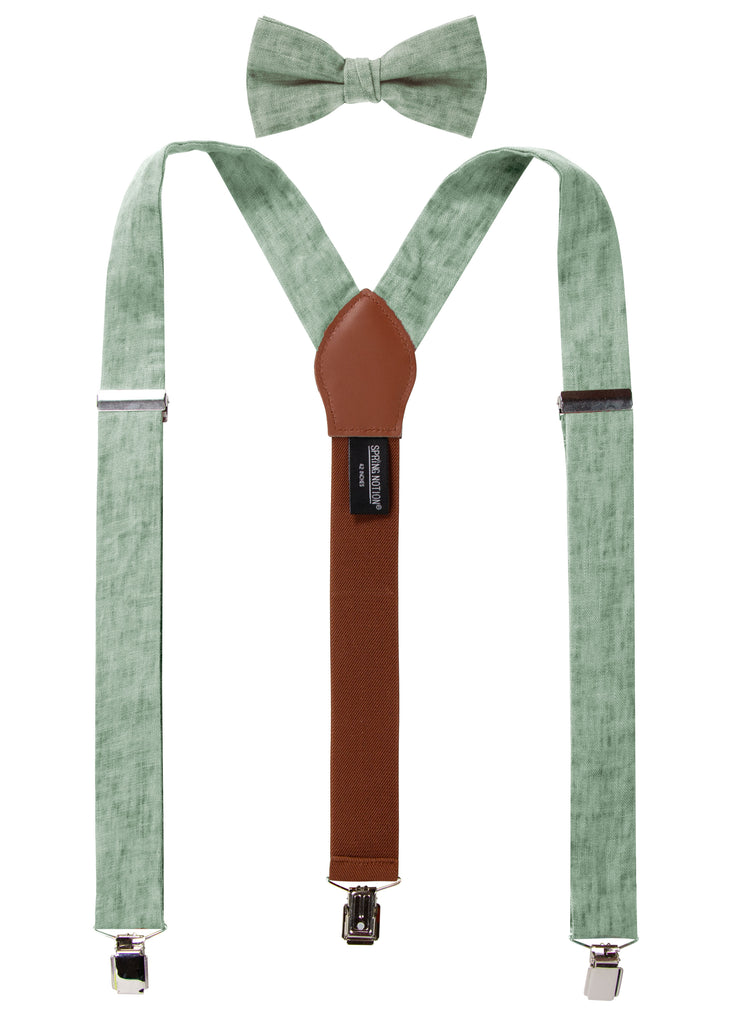 Men's Mottled Linen Suspenders and Bow Tie Set