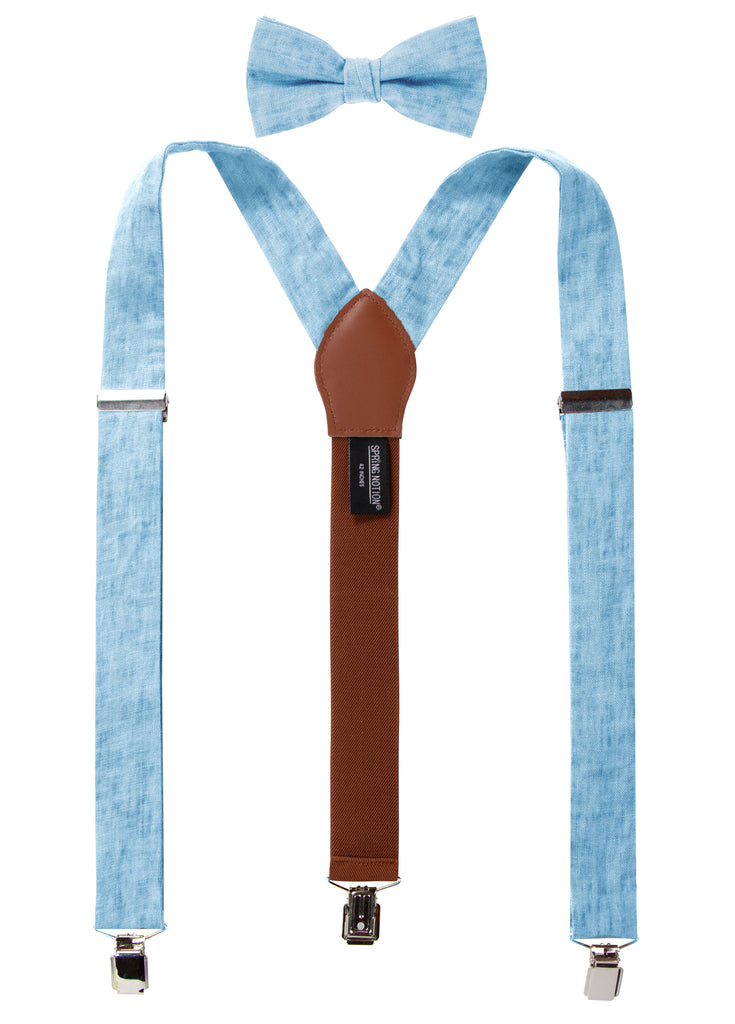 Men's Mottled Linen Suspenders and Bow Tie Set