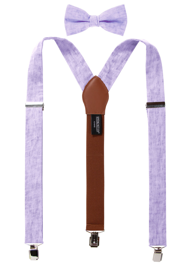 Men's Mottled Linen Suspenders and Bow Tie Set