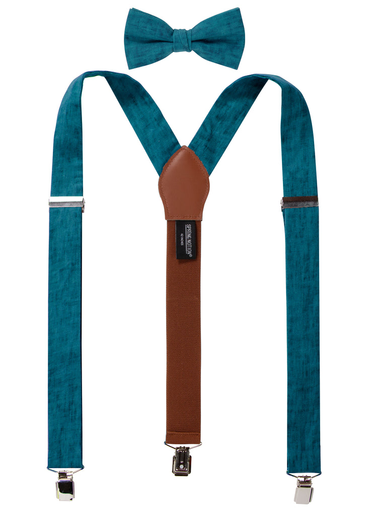 Men's Mottled Linen Suspenders and Bow Tie Set