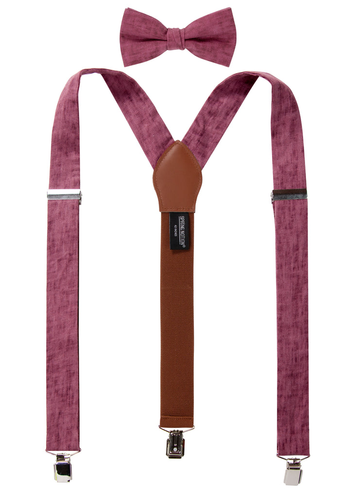 Men's Mottled Linen Suspenders and Bow Tie Set
