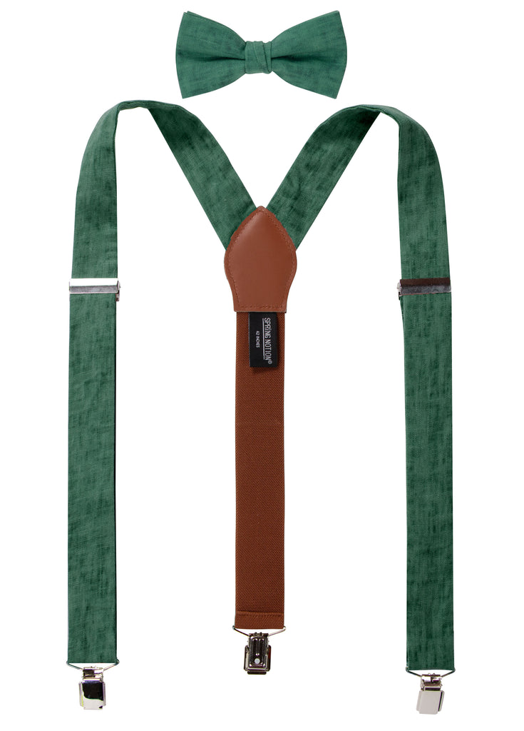 Men's Mottled Linen Suspenders and Bow Tie Set