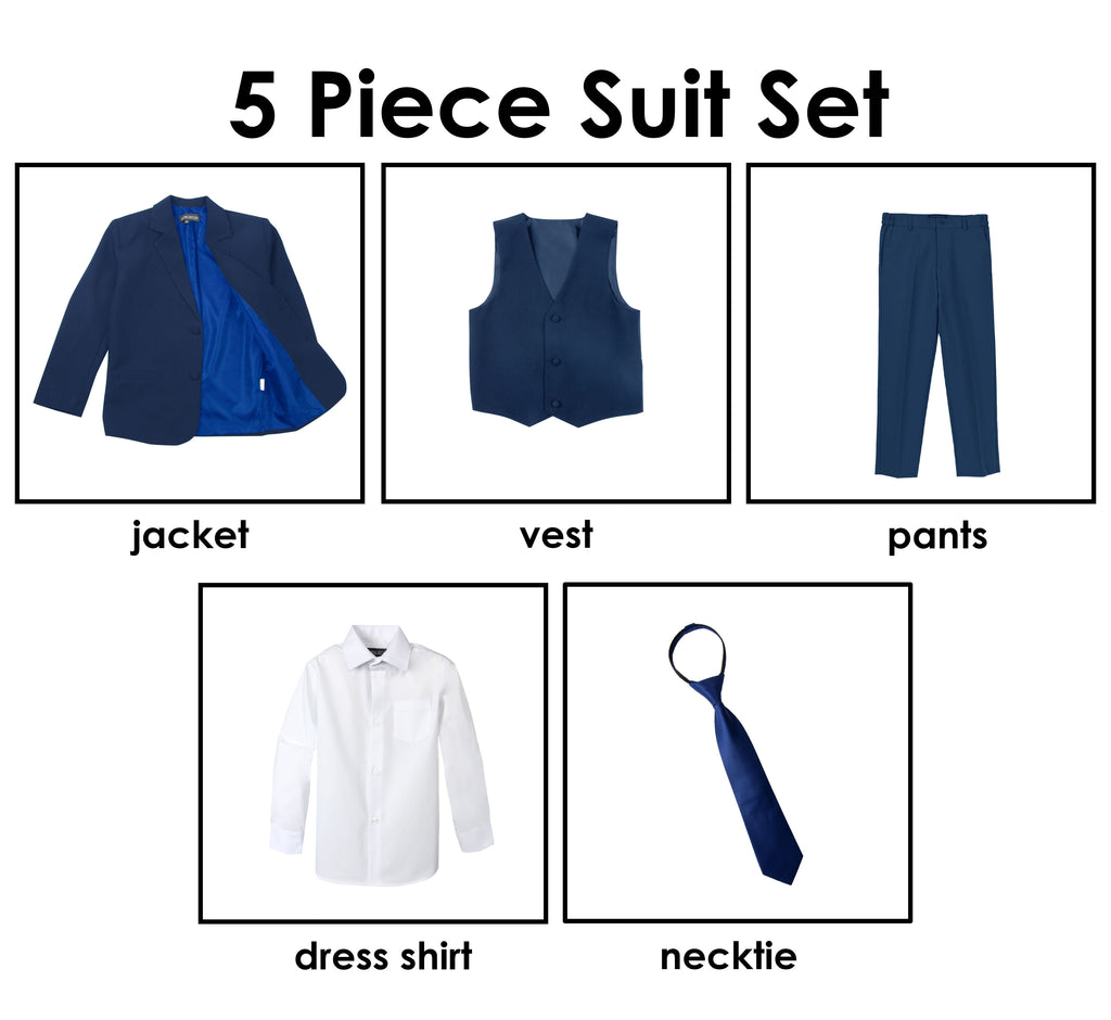Boys' Blue Classic Fit Formal Dress Suit Set