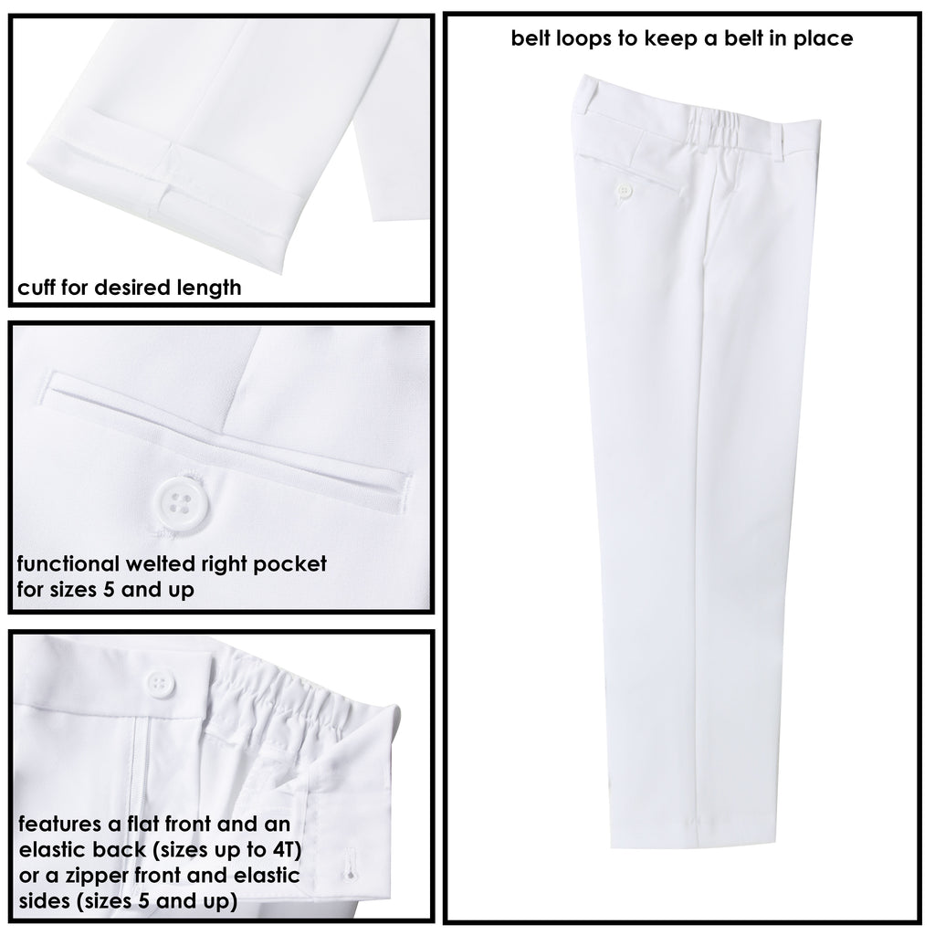 Boys' White Classic Fit Formal Dress Suit Set
