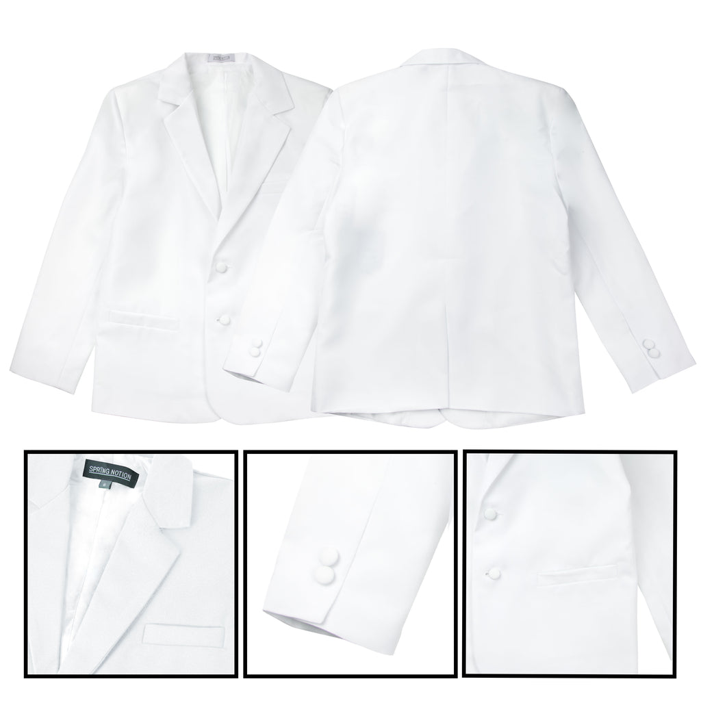 Boys' White Classic Fit Formal Dress Suit Set