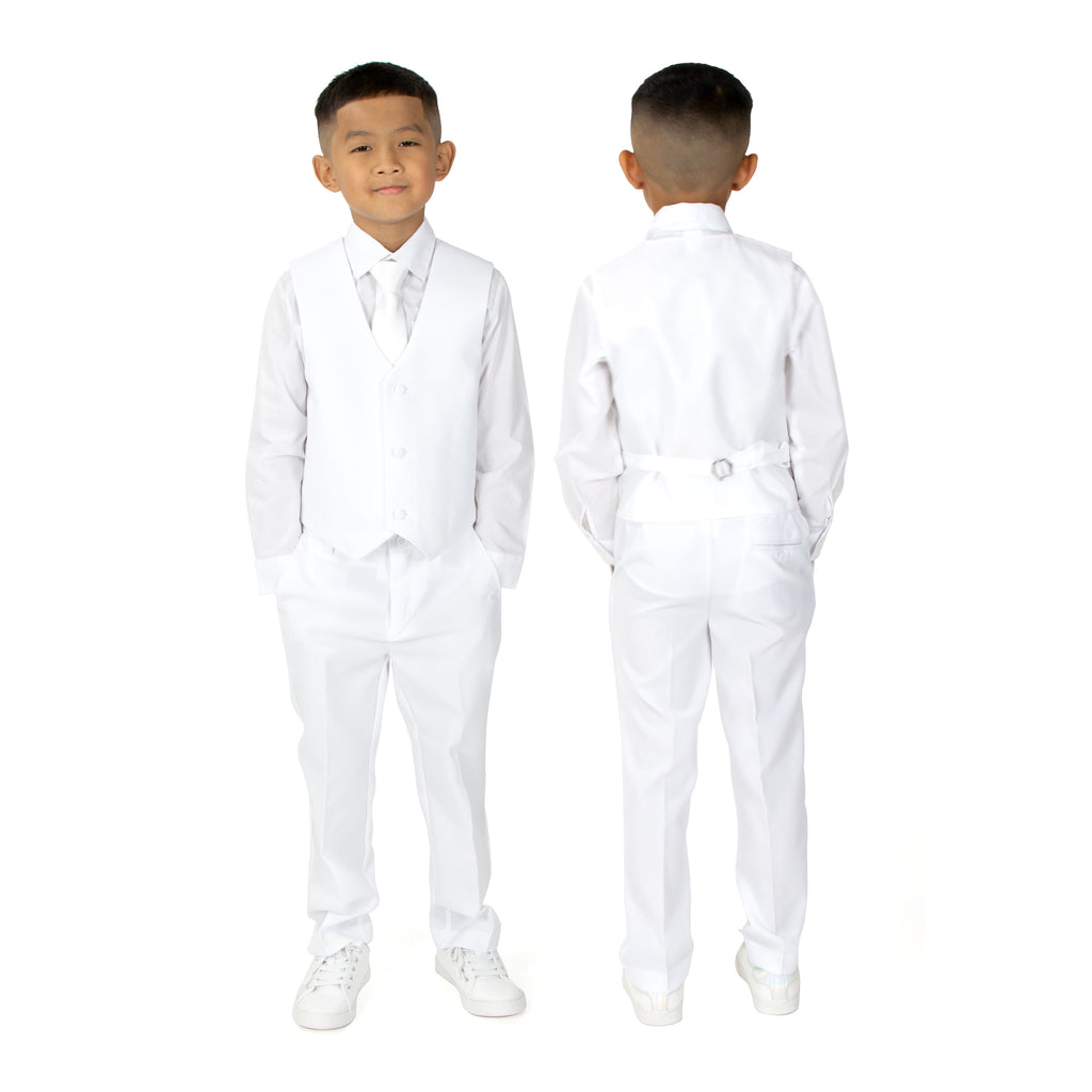Boys' White Classic Fit Formal Dress Suit Set