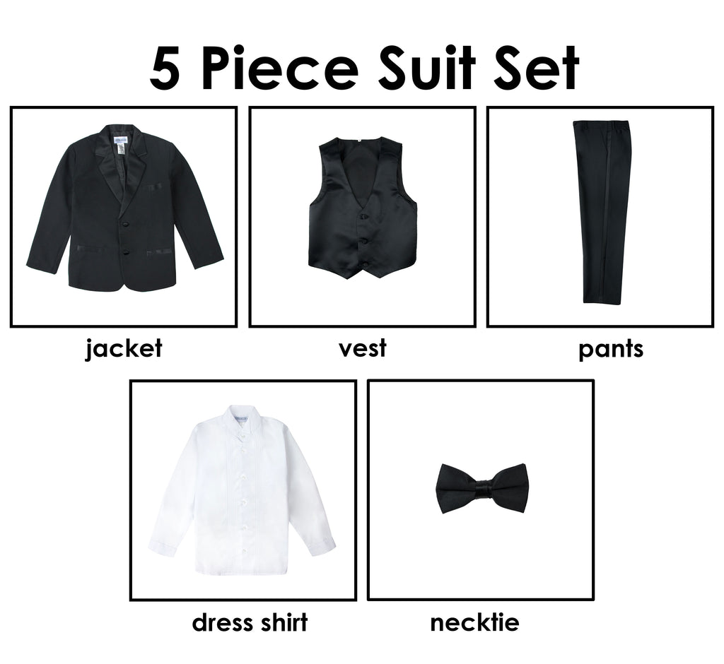 Boys' Black Classic Fit Tuxedo Set Without Tail