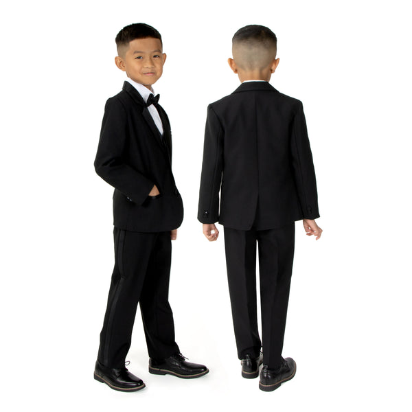 Gino Giovanni Toddler Boy Formal Suit Set - 5 Piece Wedding Suit In Black Size 4 - View #9